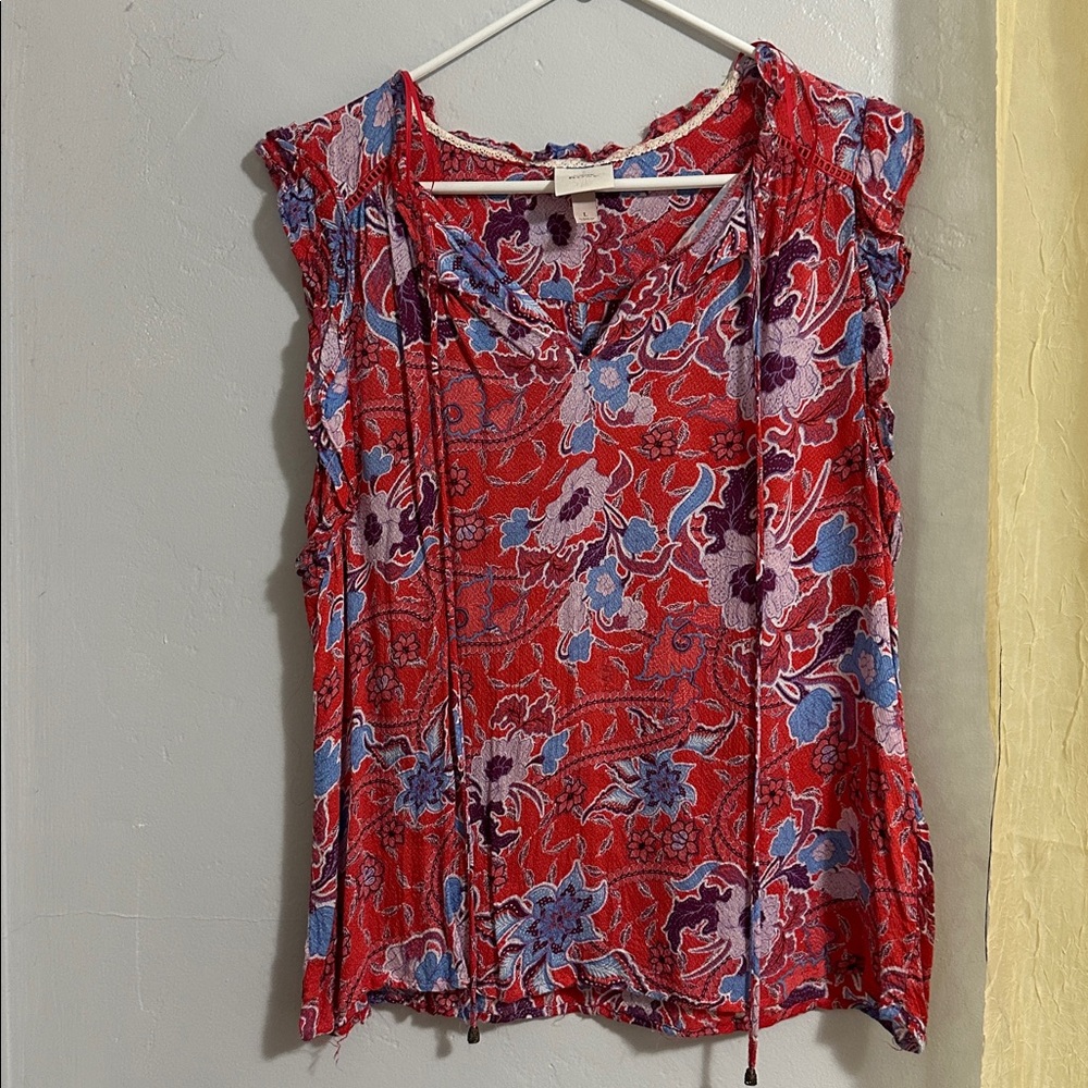 Knox Rose Red and Purple Floral Top